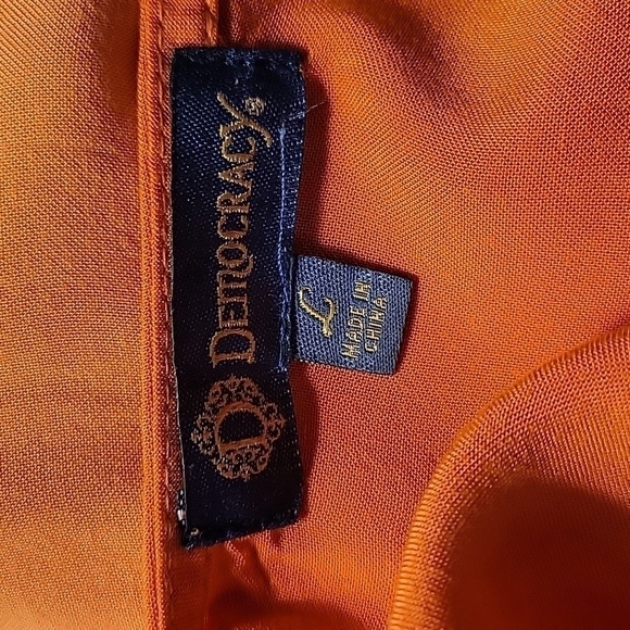 DEMOCRACY Orange Tie Dye Surplice Crossover Poncho Blouson Festival Blouse - Picture 7 of 9
